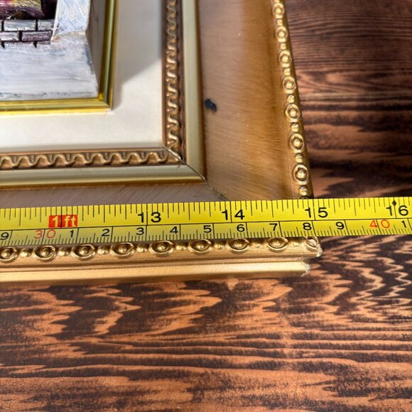 Vintage 3D Santa by Chimney Framed Christmas Decor Textured Relief Wall Art - Picture 12 of 13